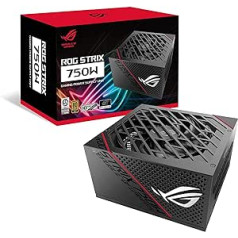 ASUS ROG Strix 750 W auksinis žaidimų maitinimo šaltinis, 16 kontaktų PCIe kabelis (750 vatų, 80+ aukso sertifikatas, ašies technologijų ventiliatorius, suderinamas su ATX 3.0, suderinamas su PCIe 5.0)