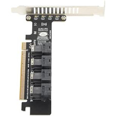 PCIE X16 līdz 4 portu U.2 adaptera karte, PCIE X16 līdz U.2 NVME SFF 8643 SFF 8639 PCIE dalītā paplašināšanas karte, atbalsta PCIe 4.0, atbalsta 2U korpusu, liela ātruma bezzudumu pārraide