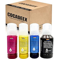 COCADEEX Cocadex sublimacinis rašalas yra suderinamas su ET-2710 ET-2710 ET-4760 ET-15000 ET-16600 ET-4750 ST-2000 ST-3000 ST-4000 ET-2700 ET-2750 ET-3700 0 ET-4700 0 ET-4700 (BK CMY)