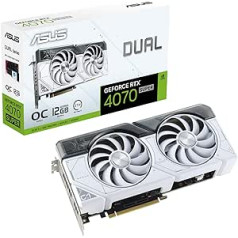 ASUS Dual GeForce RTX 4070 Super White OC Edition 12GB GDDR6X spēļu grafikas karte (Nvidia GeForce RTX4070 DLSS 3, PCIe 4.0, 1x HDMI 2.1a, 3x DisplayPort 1.4a, DUAL-RTX4070S-O1 White)