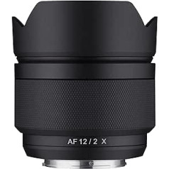 SAMYANG AF 12mm f/2.0 automātiskā fokusa APS-C kompaktais īpaši platleņķa objektīvs priekš Fujifilm X (SYIO12AF-FX) melns