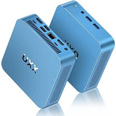 UXX Mini PC atbalsts 512GB SSD paplašinājums, 8GB RAM N5095 Galddators 256GB SSD, Small PC Gaming 4K IPS HD UHD trīskāršs displejs, BT4.2, 2.4/5G WiFi, USB 3.0, birojam/spēlēm/multividei, zils