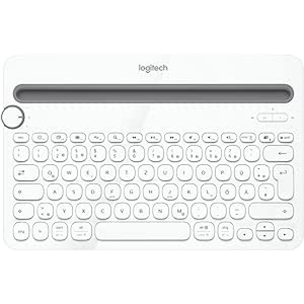 Logitech K480 bezvadu Bluetooth tastatūra datoram, planšetdatoram un viedtālrunim, vairāku ierīču un Easy-Switch funkcija Kompakts dizains, dators / Mac / planšetdators / viedtālrunis, vācu QWERTZ izkārtojums - balts