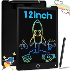 Richgv krāsains LCD rakstāmdēlis bērniem 12 collu gleznošanas tāfele burvju tāfele ar magnētu, izdzēšama rokraksta bloka rakstīšanas planšete elektroniska, LCD burvju tāfele bērniem, izglītojoša rotaļlieta dāvana