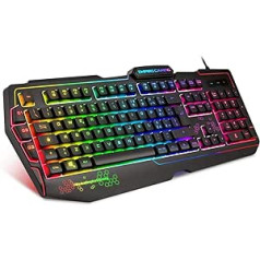 EMPIRE GAMING — Teclado Gaming K900 QWERTY 105 Teclas Semi-mecánicas — Retroiluminación LED RGB, 9 modi: 8 iepriekš definētas un 1 personalizējams — 19 Teclas Anti-ghosting — Teclados Gaming de Juegos