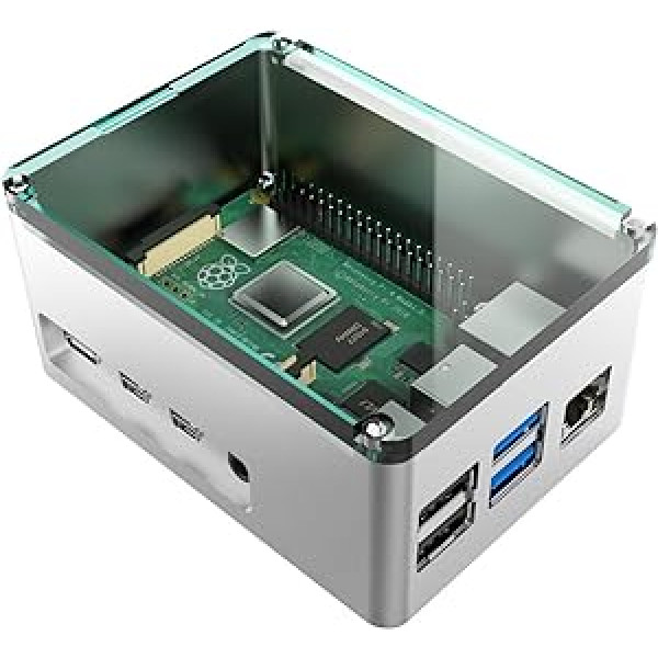 anidees Alumīnija Extra High Pi Case Raspberry Pi 4 Model B — sudraba krāsa (AI-PI4-SG-H)