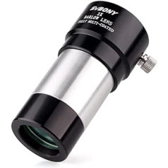 Svbony Barlow Lens 2X, 1.25 Inch Barlow Compact, Barlow Lens FMC Metal Telescopic Lens, Double Magnification, Astronomical Accessories for Moon Planet Observation