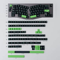 mintcaps Wave Black Green Keycaps Cherry Profile Doubleshot 173 Keys Pielāgots ISO ANSI tastatūras tastatūras vāciņu komplekts 60% 65% 70% 75% Cherry Gateron MX Switches Mehāniskām klaviatūrām