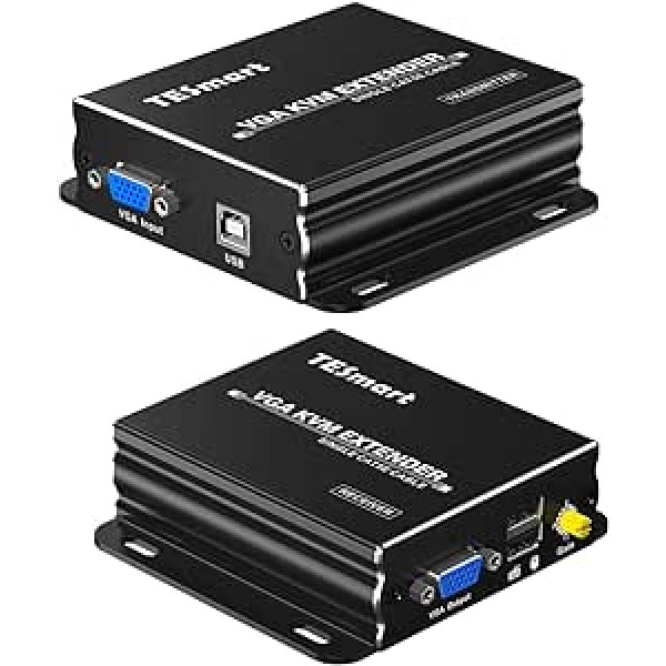 TESmart 300M/984ft 1080P VGA KVM Extender - Over Cat5e Cat6 Ethernet Cable Transmission Distance Extend up to 300 m under 1920x1200@60Hz (Sender + Receiver)