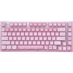 YUNZII X75 82 taustiņu karstā laikā maināma mehāniskā tastatūra ar caurspīdīgiem taustiņu vāciņiem, tastatūra ar stiprinājumu 75, RGB pielāgota spēļu tastatūra operētājsistēmai Windows/Mac (kristālibalts slēdzis, rozā kabelis)