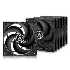 Arctic P12 PWM PST 5 Pack - 120mm PWM PST Case Fan Optimized for Static Pressure - Black