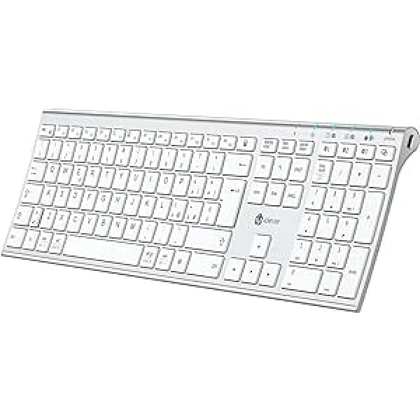 iClever BK23Bluetooth tastatūra, bezvadu tastatūra ar 3 Bluetooth kanāliem, stabils savienojums, īpaši plāns