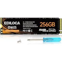 Ediloca EN605 256GB M.2 SSD, NVMe1.3 PCIe Gen3 x4 SSD 3D NAND TLC Internal Hard Drive, M.2 2280 - Read/Write Speed up to 2150/1300 MB/s - Internal SSD Compatible with Laptop & PC Desktop