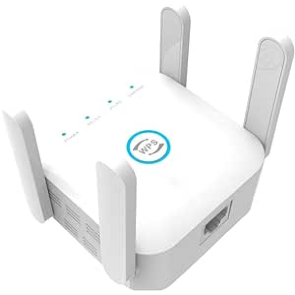 2024 WLAN Verstärker 1200Mbit/s, WLAN atkārtotājs divjoslu 5GHz un 2,4GHz WiFi Verstärker ar Ethernet portu un WPS, WiFi atkārtotājs saderīgs Allen WLAN Geräten,Weiß