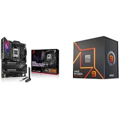 ASUS ROG Strix X670E-E Gaming WiFi mātesplates ligzda AMD AM5 (Ryzen 7000, ATX, DDR5 Memory M.2 Combo-Sink, WiFi 6E, Aura Sync) + Ryzen 9 7900X procesors, 12 kodoli / 24 pavedieni, Zen 4 Architecture