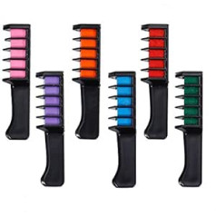 YMZ 6 Piece Hair Chalk Comb Disposable Instant Non-toxic Temporary Hair Colour Chalk for Children & Adults for Kids Hair Colouring Party Christmas and Cosplay DIY