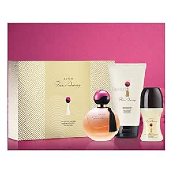 Avon Far Away Set 1x Parfum 50ml 1x dušas želeja 150ml 1x roll-on dezodorants 50ml iepakots dāvanu kastītē