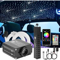 CHINLY Starry Sky Car optiskās šķiedras gaisma automašīnai/griestiem, 16 W Meteor Twinkle 450 gab. x 0,75 mm x 3 m Bluetooth RGBW lietotne / tālvadības LED optiskās šķiedras Star griestu apgaismojuma komplekts ar Shooting Star gaismas komplektu