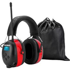 PROHEAR 033A klausos apsauga su radijo imtuvu, DAB Bluetooth FM daugkartinio naudojimo ausinės, įmontuotas mikrofonas ir triukšmo mažinimas, skirtas ravėti, triukšminga laisvalaikio veikla SNR31dB, NRR25dB (raudona)