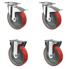 CASCOO SETTPFP160N2U6R1W Castors Set 2 Swivel Castors with Locks, 2 Fixed Castors, Polyamide, Polyurethane, Diameter 160 mm, Roller Bearings, Transport Castors, Load 900 kg (Pack of 4)