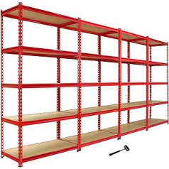 4 Monster Racking Z-Rax plaukti garāžai lieljaudas glabāšanas plaukti, 360 kg/plaukts, sarkans, 90 x 183 x 45