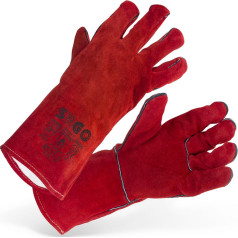 Красные защитные рабочие перчатки из воловьей кожи
