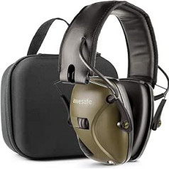 awesafe GF01L Защита органов слуха для стрельбы, электронная защита органов слуха для ударных видов спорта, защита органов слуха, идеальна для защиты и охоты, черный, NRR 23 дБ [поставляется с жесткой дорожной сумкой для переноски]