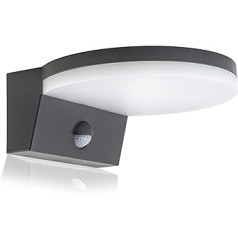 HUBER LED sienas gaisma ar kustības sensoru 140° 15 W, 2300 lm, IP54 aizsargāta LED āra gaisma ar kustības sensoru, iekštelpu sienas gaisma, disks, antracīts