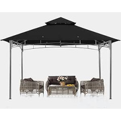 ABCCANOPY 3.35x3.35m Patio Pavillon für Patios Doppeldachweichdach Garten Hinterhof-Pavillon für Schatten und Regen，Schwarz