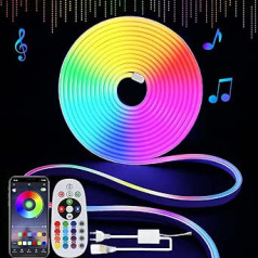 Неоновая светодиодная лента YOODI RGB длиной 5 м, светодиодная лента для наружного применения с управлением через приложение Bluetooth, синхрониза