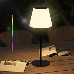 Ecvivk Solar galda lampa āra galda lampa ar gaismas sensoru, aptumšojama silti balta un RGB LED galda lampa bezvadu režīmā, pārnēsājamas uzlādējamas saules lampas iekštelpu āra dārza terases guļamistabu kempingam