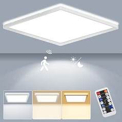 LEZOE LED griestu lampa ar kustības sensoru, 24 W 2400 LM radara sensora LED griestu gaisma regulējama, 3000 K/4000 K/6500 K IP54 sensora lampa vannas istabai, garāžai, kāpnēm, pagrabam, priekšnamam, balkonam,