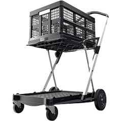 CLAX® asmeninis ir higieninis pirkinių vežimėlis | Sulankstomas vežimėlis | Apima sulankstomą dėžutę | Juoda