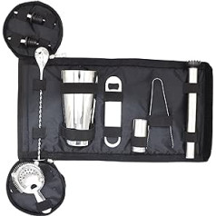 9 Piece Canvas Bartender Cocktail Set Bag Mixology