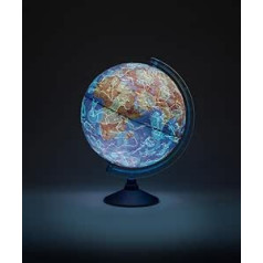 EXERZ 25cm Relief AR Globe Illuminated Wireless LED Light - Physical Map (Day) - Consellation Globe (Night) - Augmented Reality App iOS - Illuminated Globe