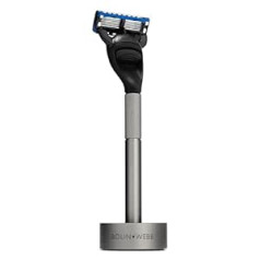 Bolin Webb Generation Razor and Stand in Graphite Equipped with Gillette Fusion5 Blade Luxury Razor for Men