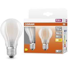 Osram LED Star Classic A75 LED spuldze E27 ligzdai, bumbieru forma, GL FR, 1055 lūmeni, silti balts (2700K), parasto 75 W spuldžu nomaiņa, bez regulēšanas, 6 gab.