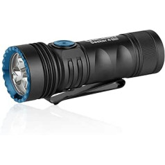 OLIGHT Seeker 4 Mini UV lampa, LED balta gaisma, 1200 lūmeni, 120 metri, uzlādējama melna gaisma, 5 spilgtuma līmeņi, EDC lampa ikdienas lietošanai, āra un plankumu noteikšana (melns, vēss balts)