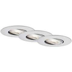 BRILONER Leuchten 7146-034 LED iebūvējamie lukturi, 3 griestu lampu komplekts, grozāms LED modulis, katrs 5 vati, 460 lūmeni, 3000 kelvini, IP23, matēts hroms, 90 x 24 mm (DxH)