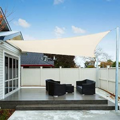 Axt Shade markīze, ūdensnecaurlaidīga taisnstūrveida 3,5 x 4,5 m, saules aizsardzība impregnēts PES poliesters ar UV aizsardzību iekšpagalmam, balkonam un dārzam, krēmīgi balts
