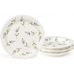 Portmeirion Sophie Conran Lavandula sānu šķīvju komplekts, komplekts pa 4, porcelāna deserts, uzkodas, mazi šķīvji, droši mikroviļņu krāsnī un trauku mazgājamā mašīnā, 6 collu diametrs