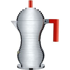 Alessi MDL02/6 R Pulcina Espressomaschine - Gußaluminium. Griff und Knopf aus PA, puvinys. 6 Tassen, 7,5 x 14,5 x 26 cm