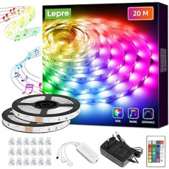 Lepro LED lentes mūzikas pasaku gaismas ar tālvadības pulti, RGB aptumšojams, krāsains lentes gaismas ķēde ballītei, Ziemassvētku dekors