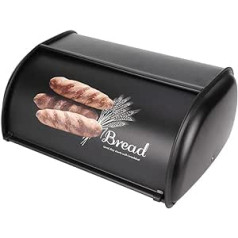 Oumefar maizes tvertnes nerūsējošā tērauda maizes trauks ar lielu ietilpību maizes glabāšanas kastes kūku kaste ar ruļļa vāku galvenajam virtuves ballītes maiznīcas restorānam (melns)