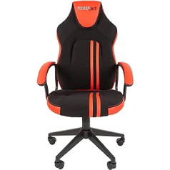 CHAIRJet kompiuterio kėdė, žaidimų kėdė, medžiaginė kompiuterio kėdė, 150 kg, aukštas atlošas, ergonomiška vadovo kėdė, biuro kėdė su aukštais sulankstomais porankiais, 26TF (juodai raudona)