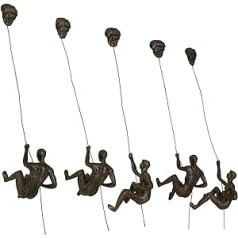 Aukštasis koliažas 5 x didelis bronzinis laipiojimo nusileidimas atminties kabantys papuošalai Figūros rinkinys iš 5 figūrėlių rinkinys Laipiojantis vyrų figūrėlės, pakabinamos ant sienos Skulptūra Sienos Menas Derva Metalas