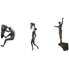 Haute Collage Bronze Climber Set of 3 Figures Wall Climbing Trio Men x3 Sculptures Poly Resin Statue Large Ornaments Wall Art