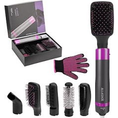 5 in 1 Hair Styling Brush with Negative Ionic Hot Air - Interchangeable Head Volumizer Brush for Drying, Straightening, Curling and Styling Hair