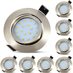 HiBay 8 Ultra Flat LED padziļināti prožektori, 5 W, silti balts, 230 V, matēts nerūsējošais tērauds, padziļināti lukturi, 40° grozāmi padziļināti prožektori