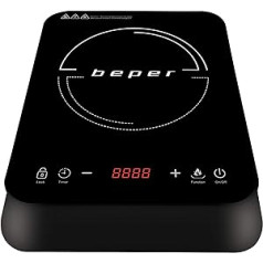 BEPER BF.700 Индукционная варочная панель, устойчивая к царапинам Crystal - Индукционная варочная панель 1 плита с 10 уровнями мощности, 10 температурами и программируемым таймером, 2000 Вт